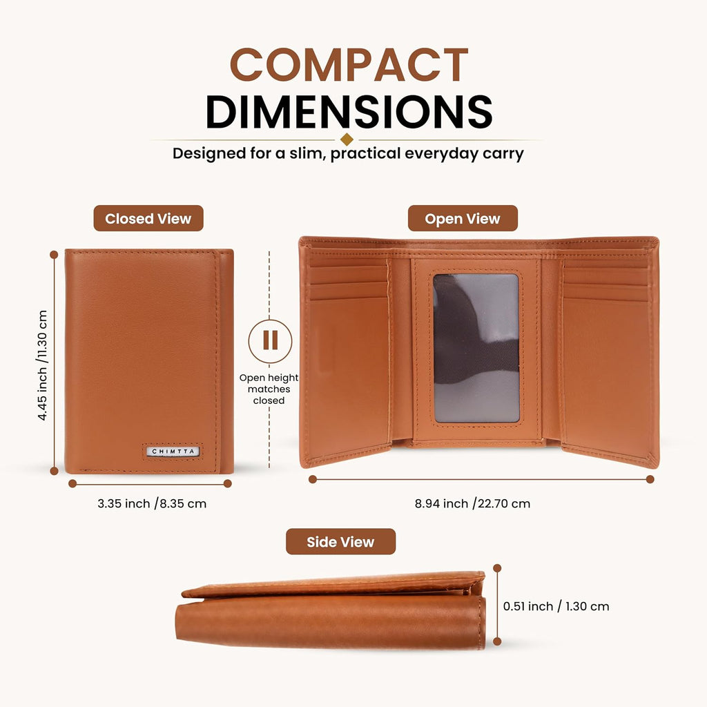 RFID Trifold Wallet for Men Genuine Napa Leather, Magnetic Closure