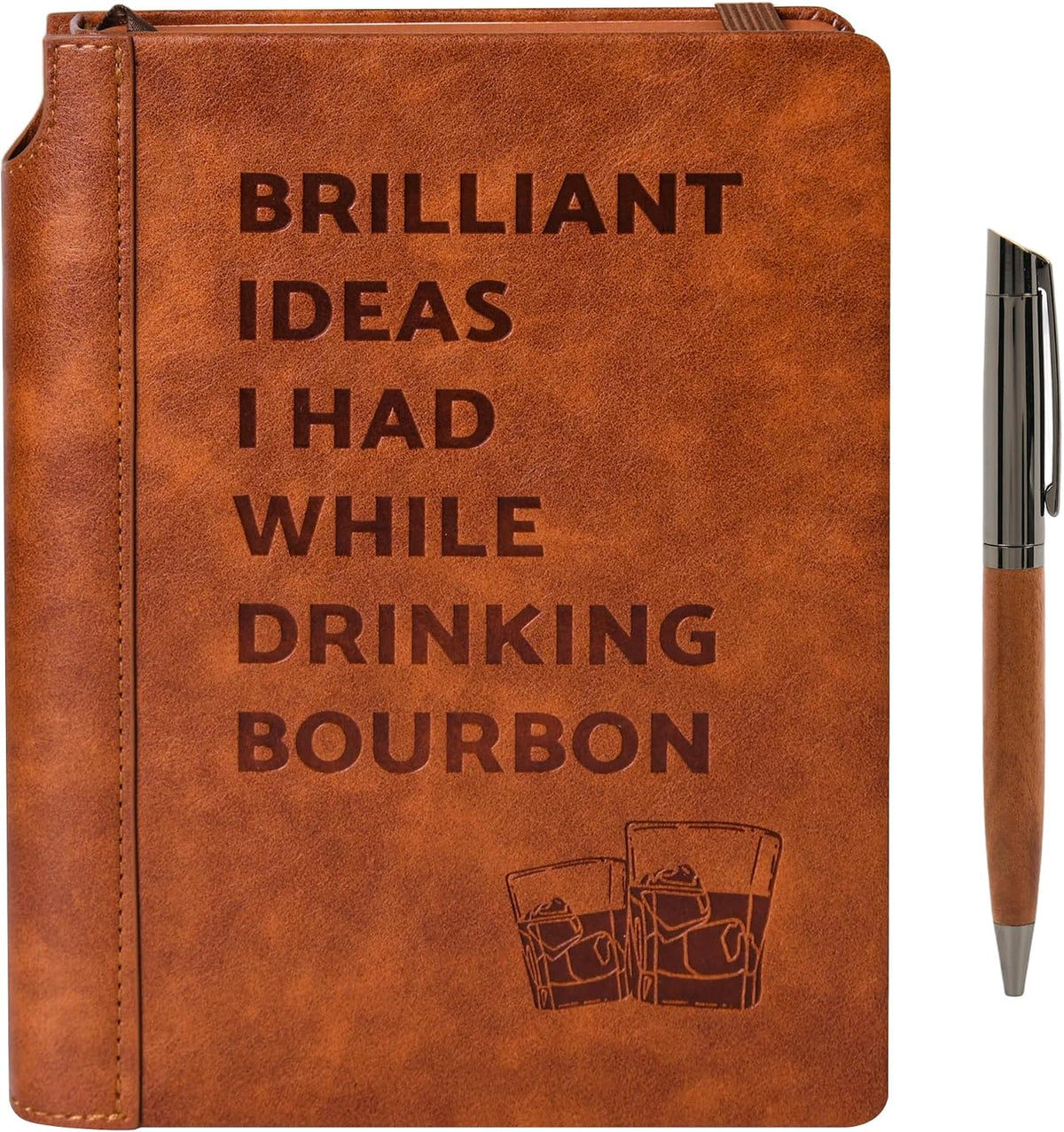 A5 Leather Hardcover Thick Journal Notebook Bourbon Gifts For Whiskey Lovers, Men, Women On Birthday Christmas For Travel,Work,Note Taking,288 Lined Pages A5 100gsm Paper(Bourbon Lovers)