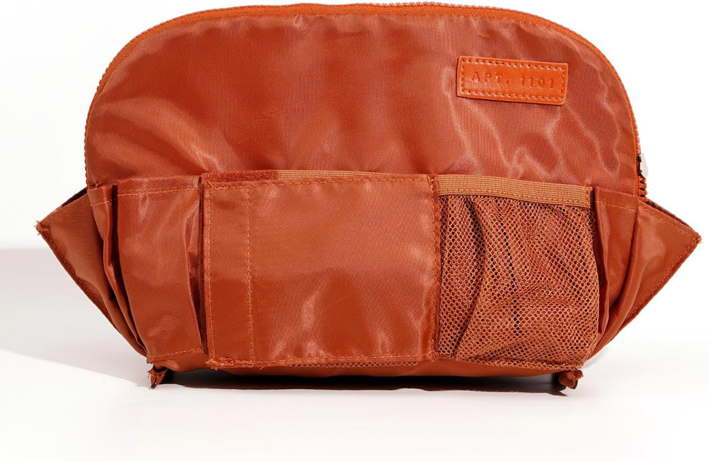 APT 1101 Standing Foldable Makeup Bag for Travel, Vertical Folding Down Design, Organized Cosmetic & Skincare Bag