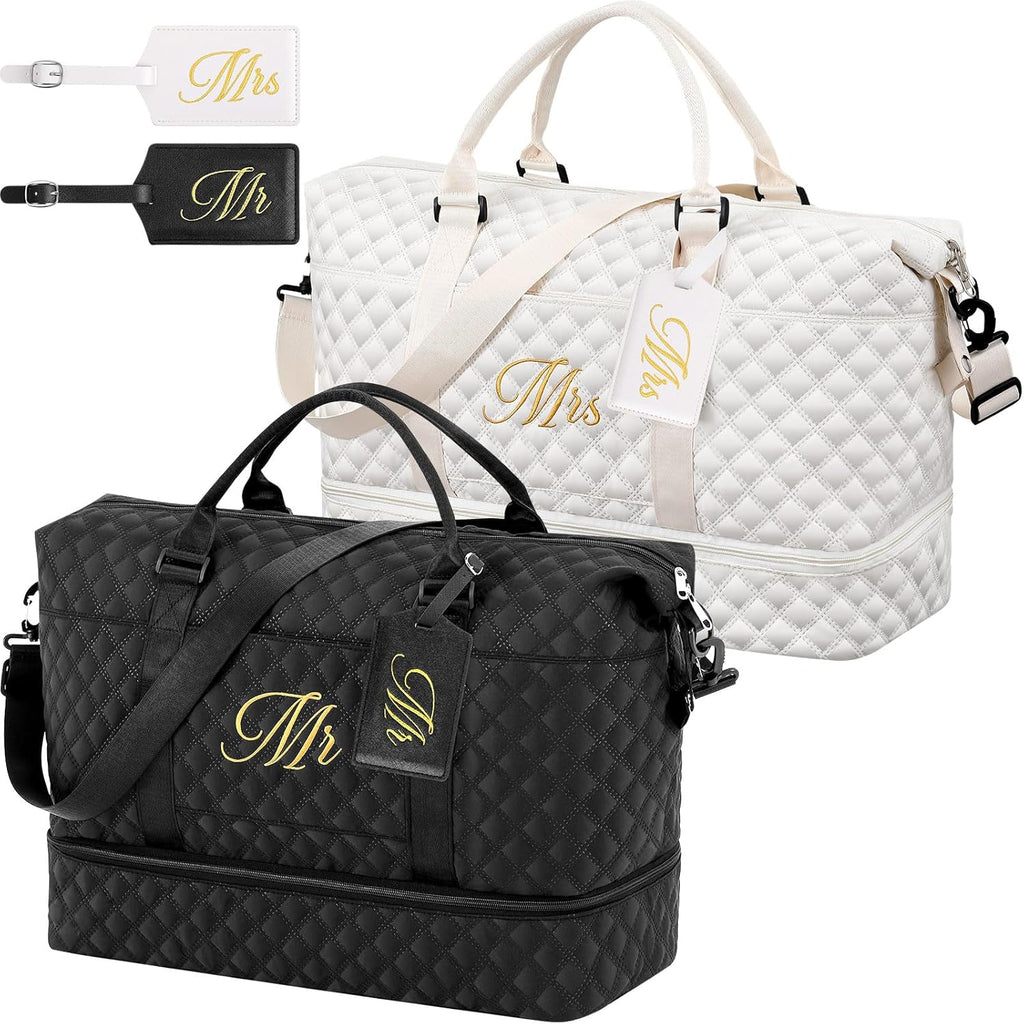 Dansydaisy Mr and Mrs Black,White 4 Pcs Honeymoon Duffel Bag Set