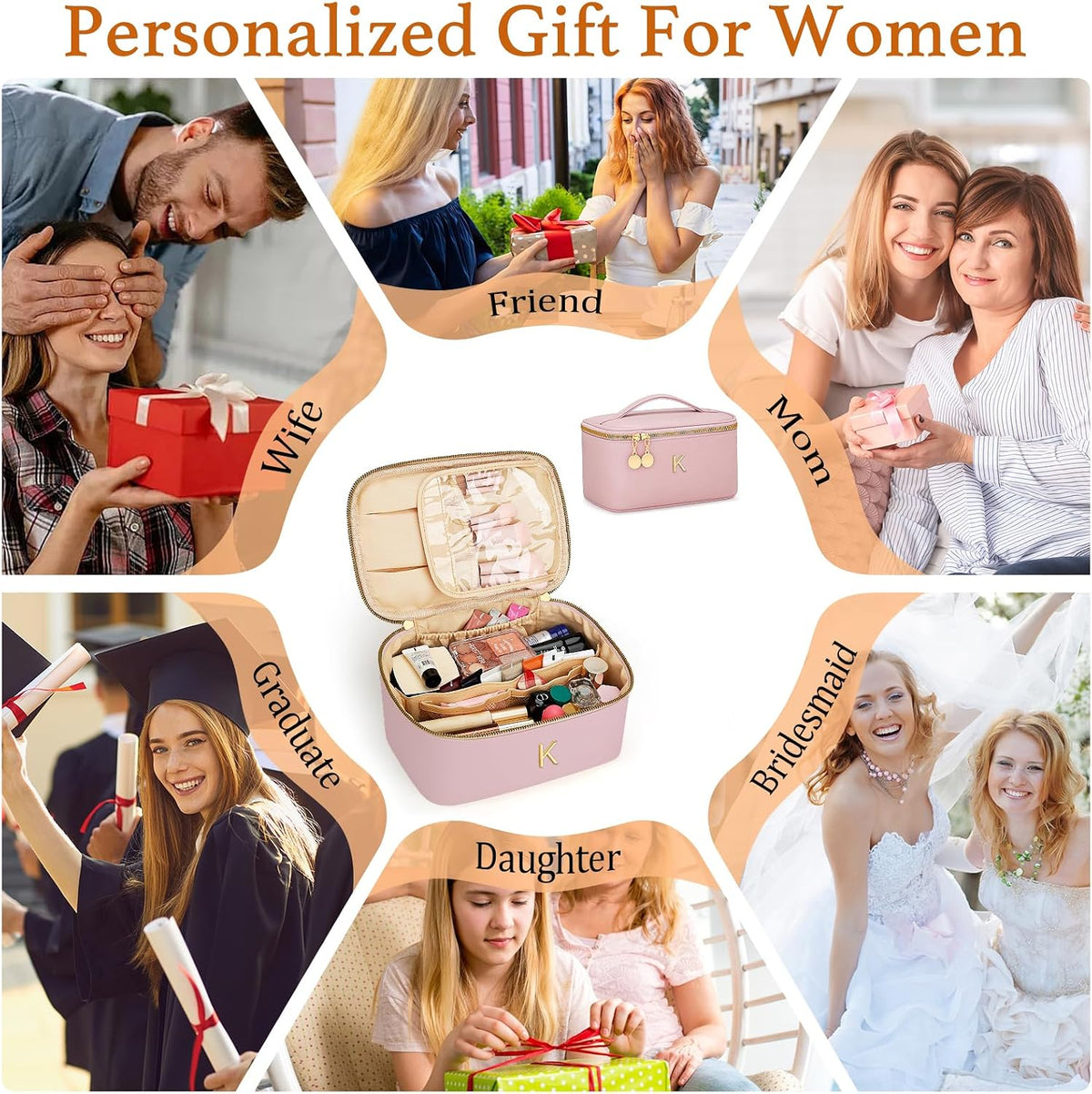 Personalized Makeup Bag Gifts for Women Travel Cosmetic Case