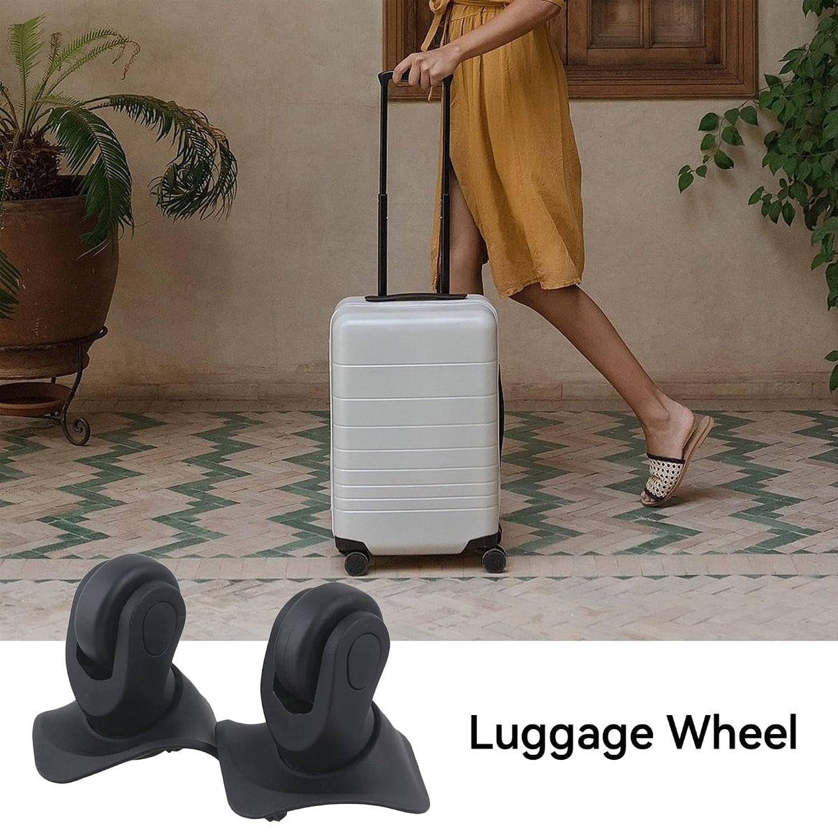 1 Pair of Suitcase Replacement Wheel PVC and Metal 360 Rotating Suitcase Caster Black (W041)