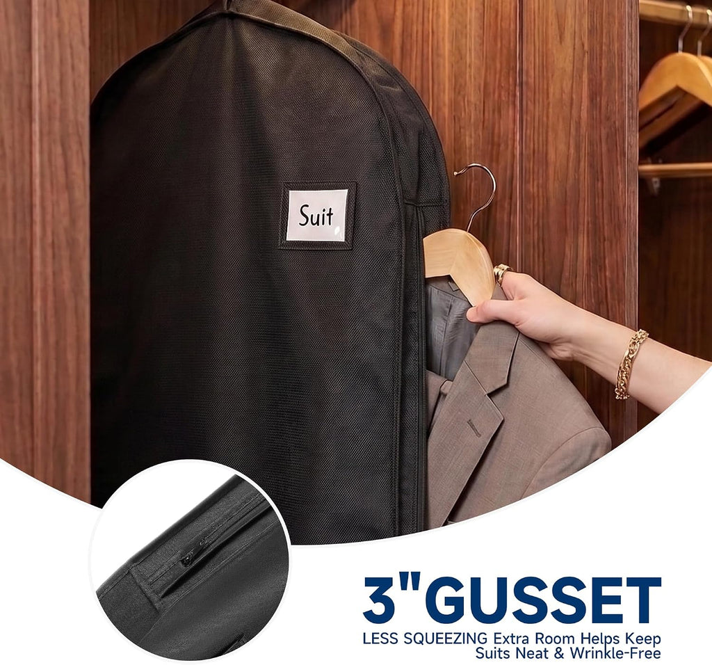 Whitmor Deluxe Garment Bag with Zipper Pocket, 42" 1 Pack Black