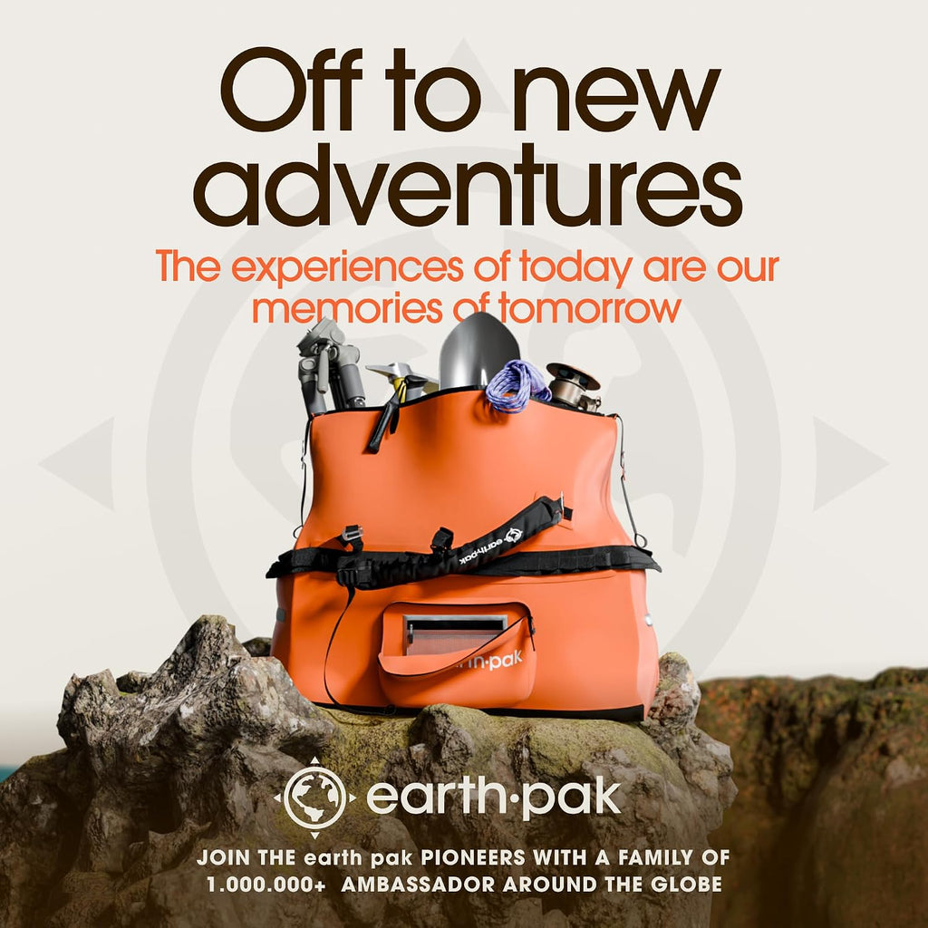 Earth Pak Waterproof Duffel Bag - Large Dry Bag, 1680D TPU, Heavy Duty, Camping & Marine Dry Bag, 8x8 Popout Pocket