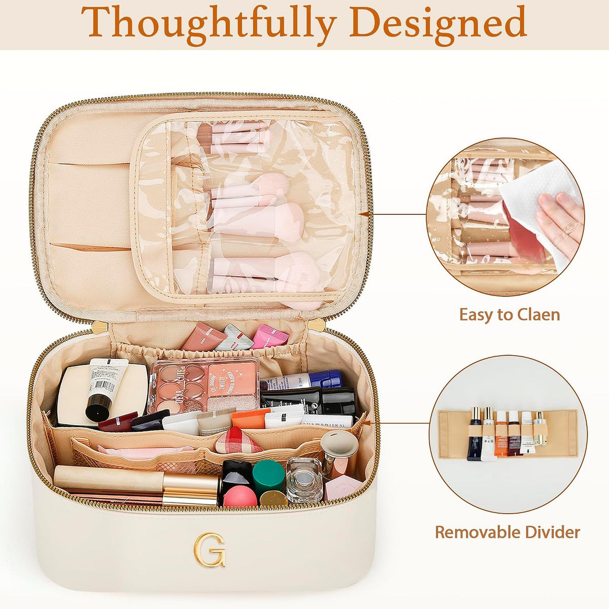 Personalized Initial Travel Makeup Toiletry Bag Gifts for Women