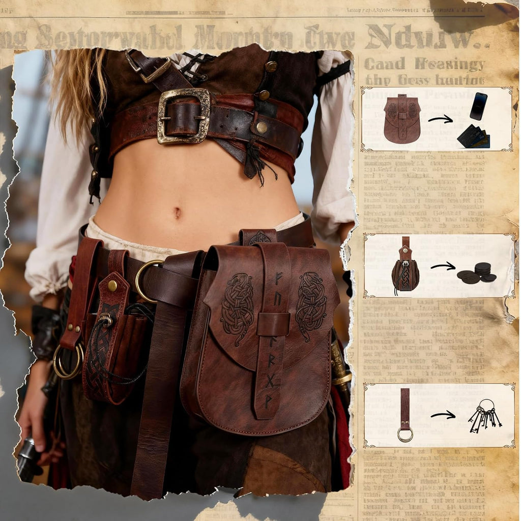 Brown Renaissance Viking Pirate Belt Pouch