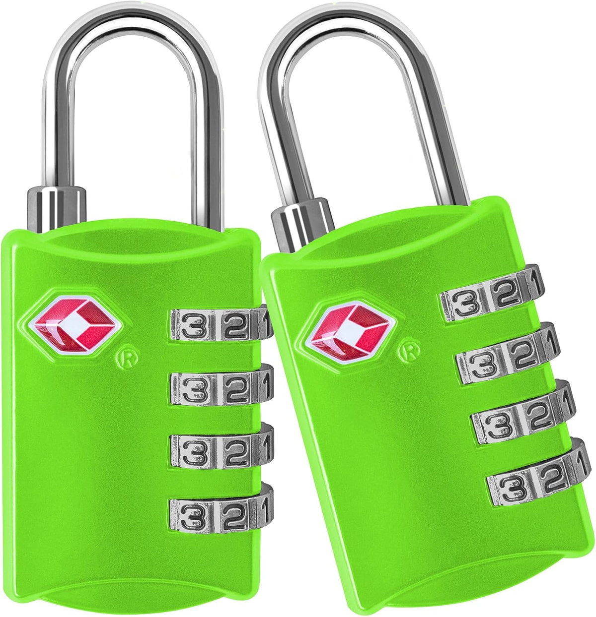 TSA Luggage Locks 2 Pack – 4-Digit Steel – Green