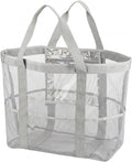 Large Beach Bag for Women, Mesh Beach Tote with Waterproof Pocket, Quick Dry Swim Tote Bag for Family Travel Vacation