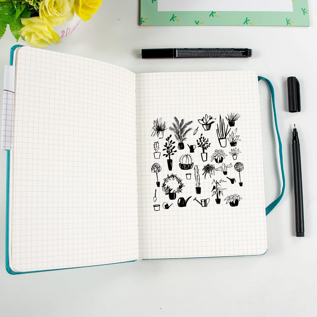 STATIONERY ISLAND Graph Paper Notebook, A5 Hardcover Grid Notebook with 120gsm Thick Paper, 180 Pages Square Grid Journal, Teal