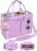 BESBESME Canvas Tote Bag for Women with Zipper, Work Laptop Purse with Compartments & Luggage Sleeve, Adjustable Strap