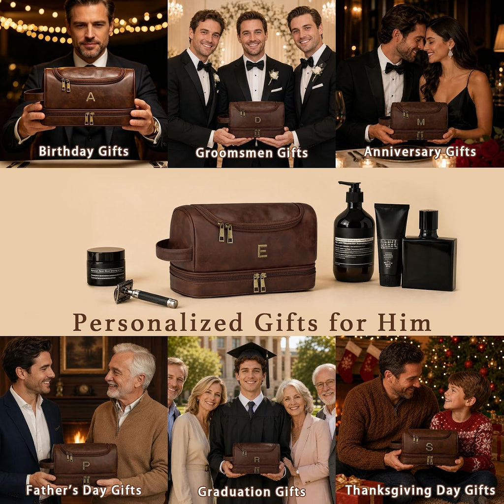 Personalized Toiletry Bag for Men, Initial Custom Gifts for Men