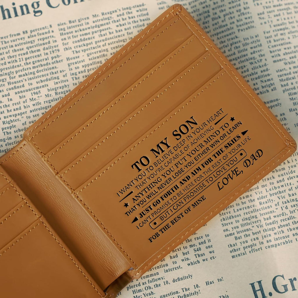 To My Son Gifts, Personalized Leather Wallet For Son From Dad