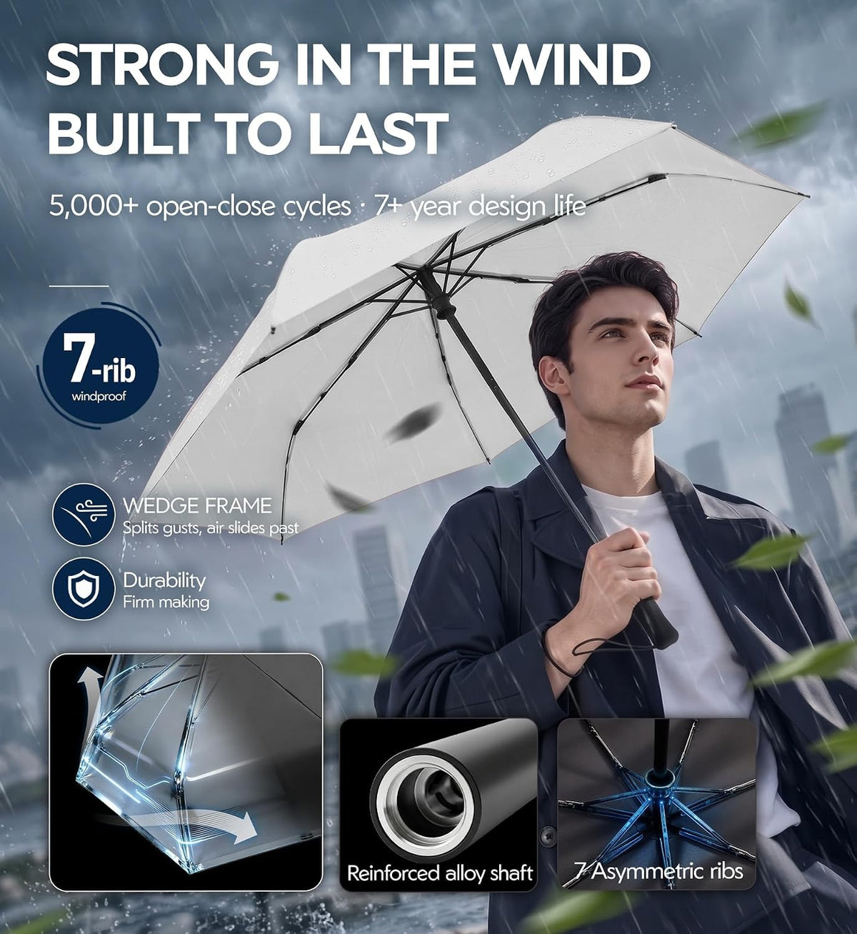 Umbrella Travel Size Compact Auto Open Close, Windproof for Rain