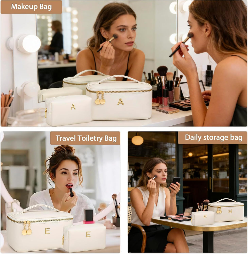 Personalized Initial Travel Makeup Toiletry Bag Gifts for Women