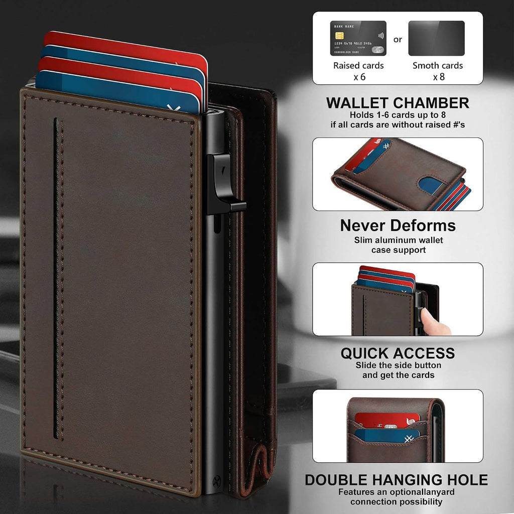 Card Wallet For Men Slim Minimalist: Smart Rfid Front Pocket Pop Up Wallets