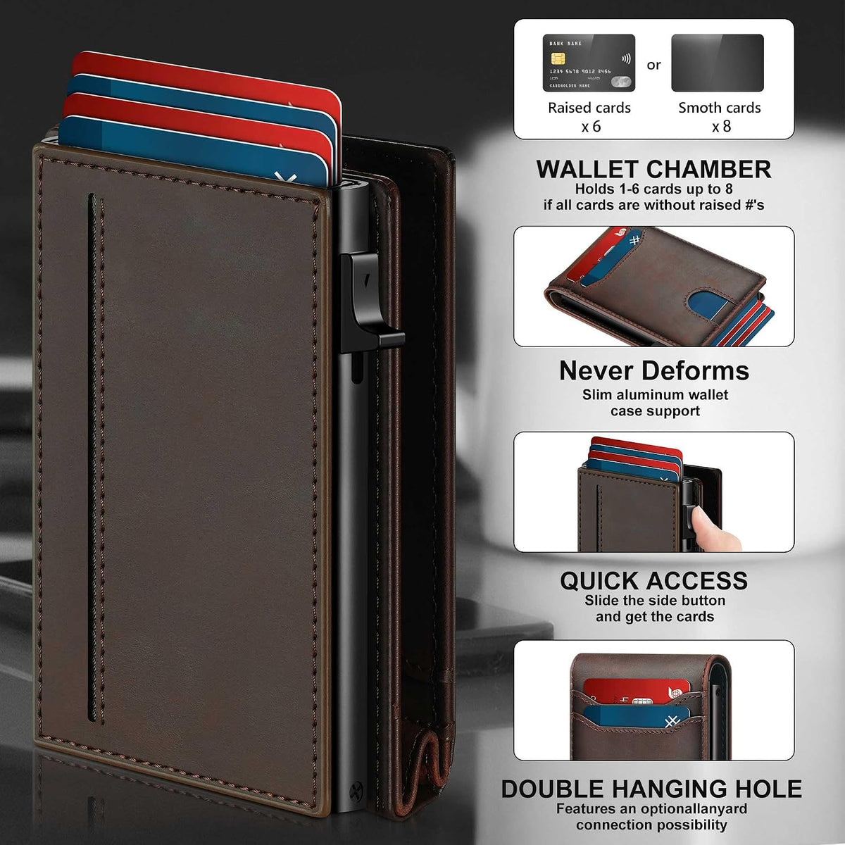 Card Wallet For Men Slim Minimalist: Smart Rfid Front Pocket Pop Up Wallets