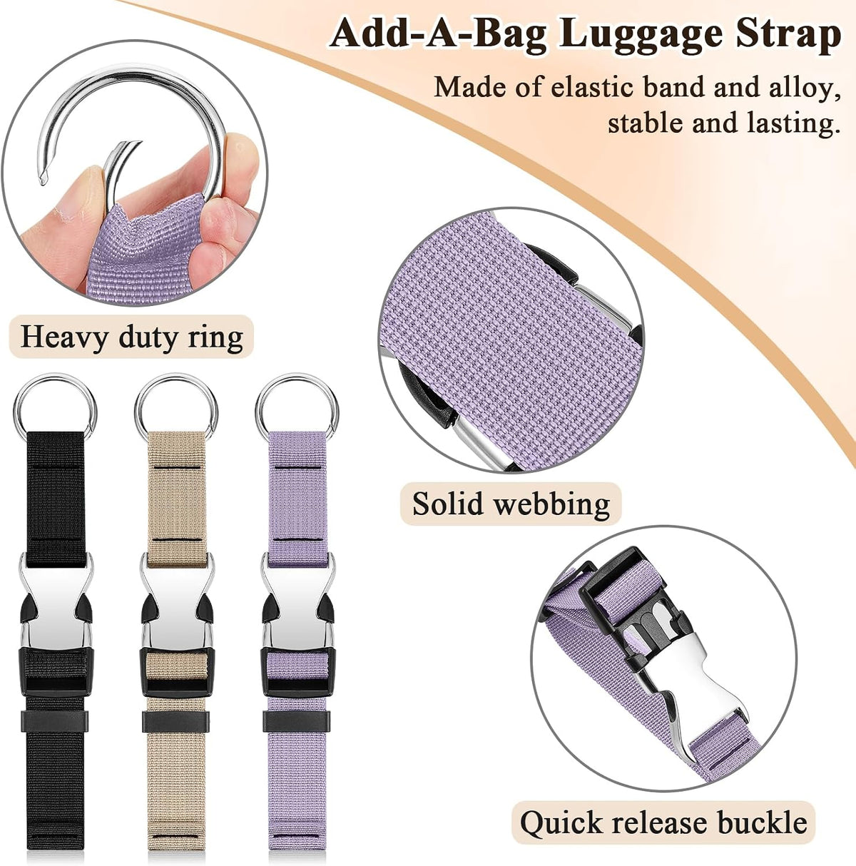 3 Pcs Add a Bag Luggage Straps for Suitcases, Connector Straps