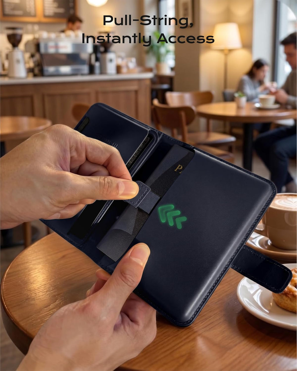 Stouchi Passport Holder with AirTag Slot, RFID Blocking Magnetic Case