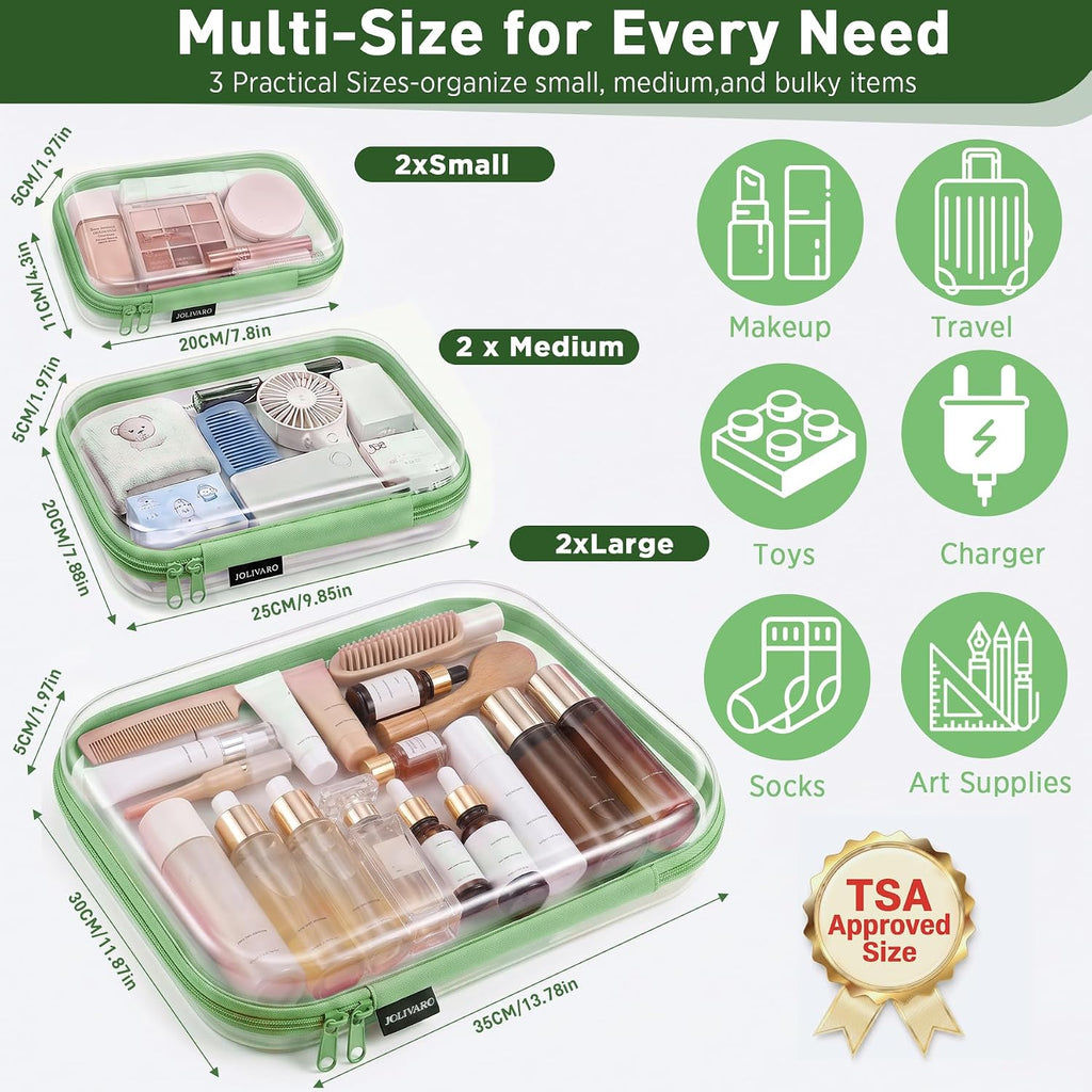Clear Hard Shell Zipper Case Makeup Storage Organizer Pouches TSA Approved