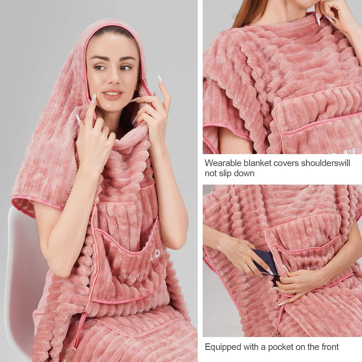 Travel Pillow and Blanket Set Travel Blanket Airplane Compact with Bag Travel Blanket Airplane Travel Essentials Car Blankets for Adults (Light Pink)