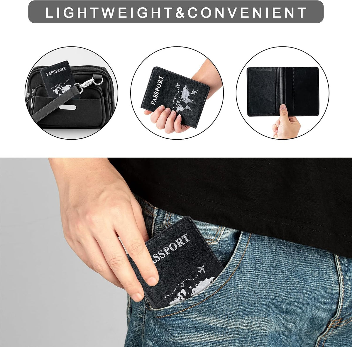 2 Pcs Passport Holders，Ultra Slim Passport Wallet for Travel Essentials