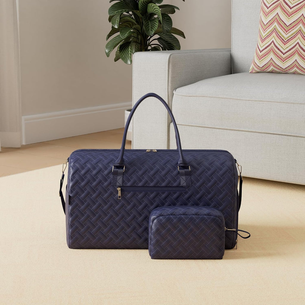 Duffle Bag for Travel, Weekender Bag with Shoe Compartment, Carry On Overnight Bag for Women with Toiletry Bag, Gym Bag with Wet Pocket, Hospital Bags for Labor and Delivery Navy
