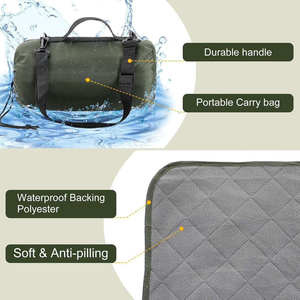 Tranqun 2 Pcs 2 Pcs Outdoor Blanket Quilted, Waterproof, Military Green