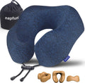 napfun Neck Pillow for Travel, Memory Foam Airplane Pillow, Full Dark Blue
