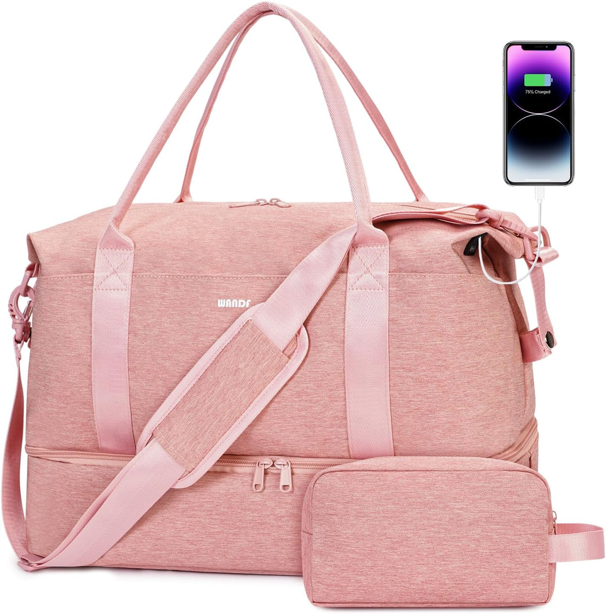 WANDF Personal Item Travel Bag, Carry On Weekender Bag for Women