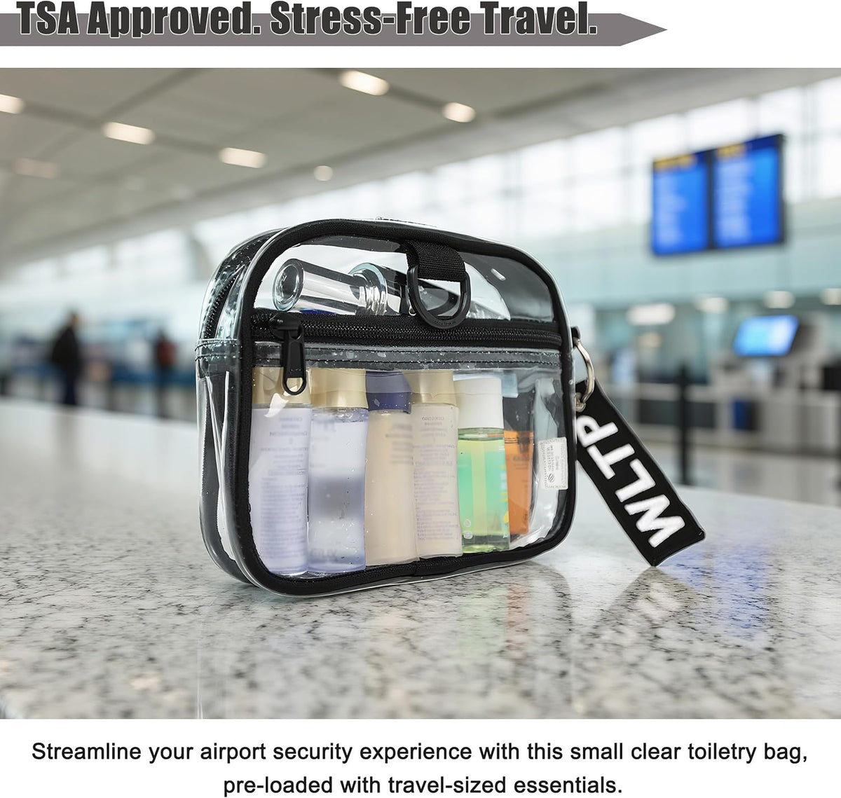 Rough Enough Clear Toiletry Bag Quart Size for Travel, Men Women