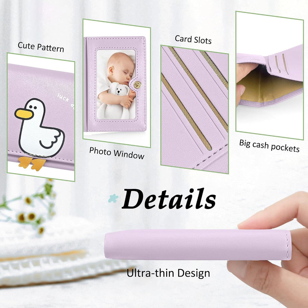 Cute Small Women Wallet with RFID Blocking,Suitable Kid Girls Ladies (Duck Purple)