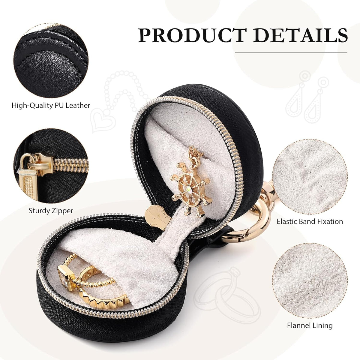 2 Pcs Portable Jewelry Ring Holder Boxs with Keychain