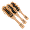 Kent KB MiniWoodyhog Travel Size Detangling Brush Beech-wood, Firm Rounded Wooden Bristles,Natural Cushion Detangler Wooden Hair Brush for Women Men and Kids Everyday Care,Made in England (Pack of 3)