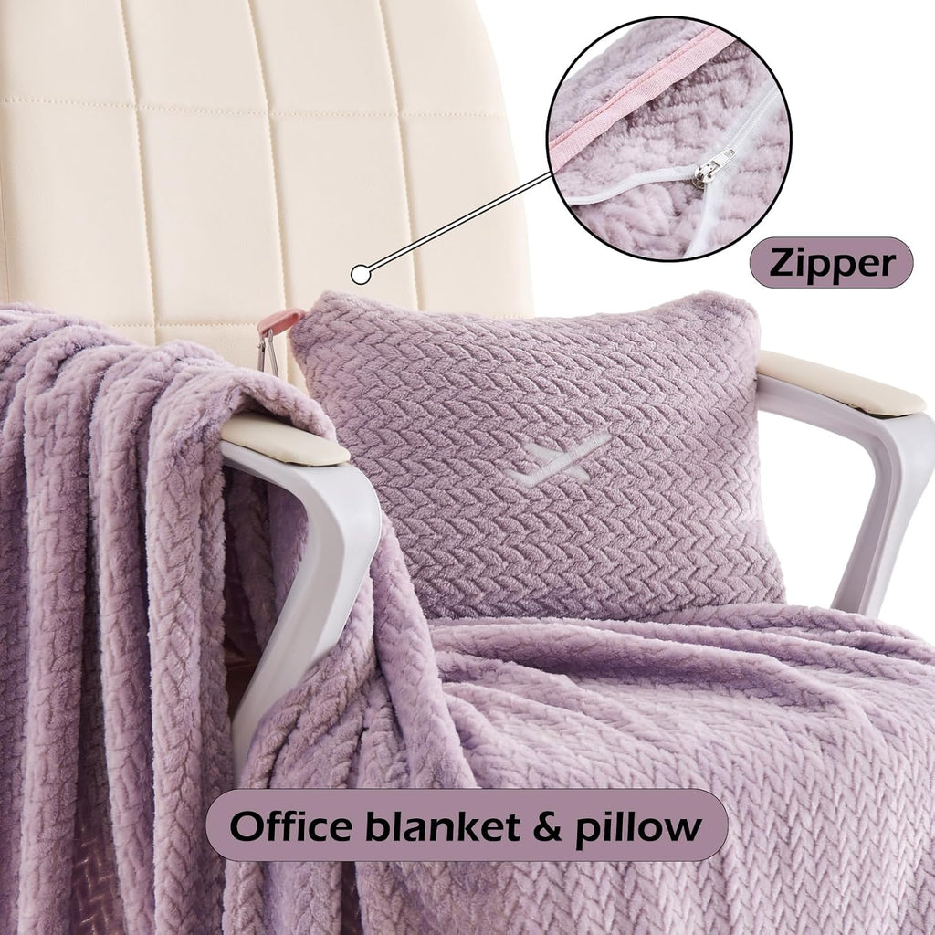 NEWCOSPLAY Travel Blanket with Storage Bag for Airplane Travel, Purple