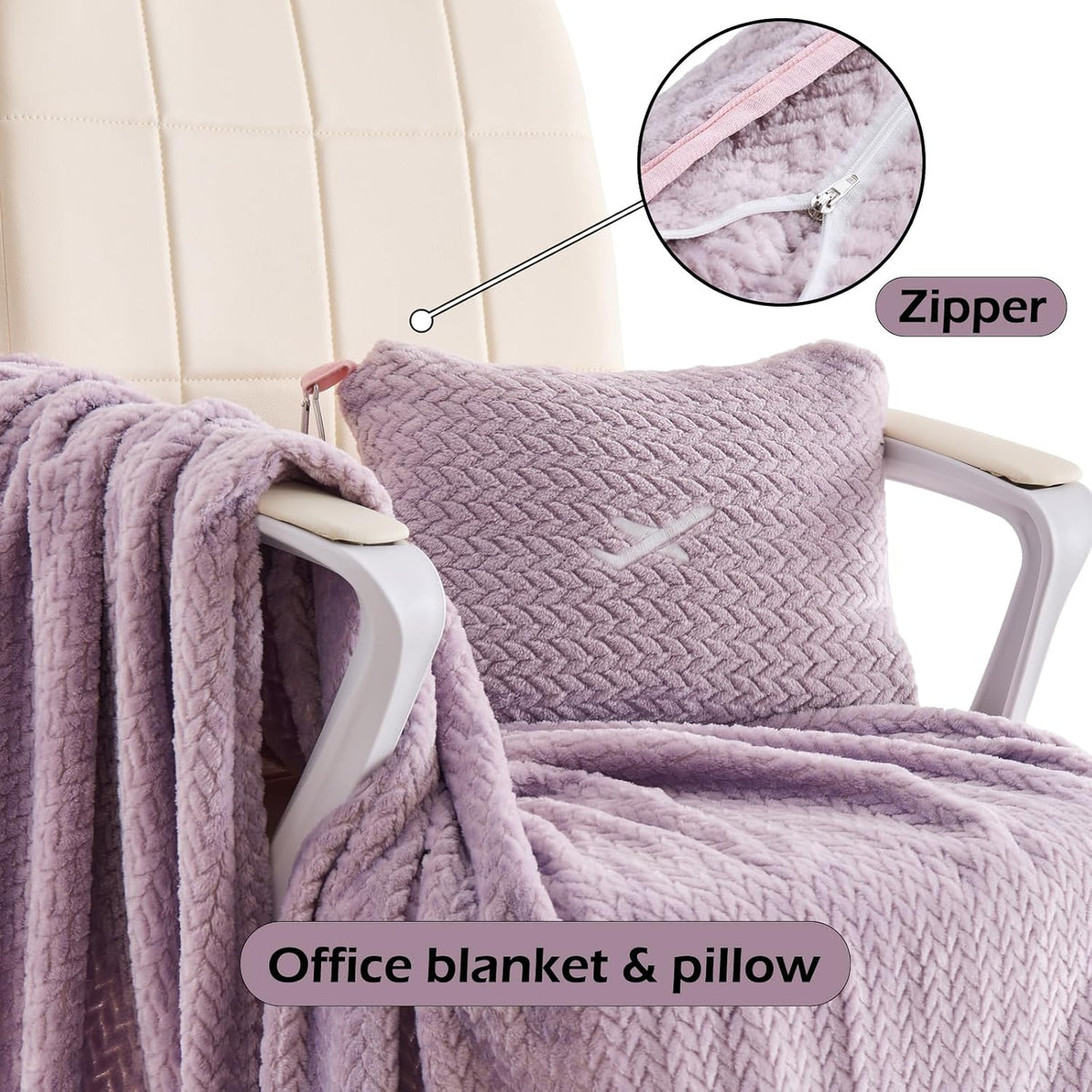 NEWCOSPLAY Travel Blanket with Storage Bag for Airplane Travel, Purple