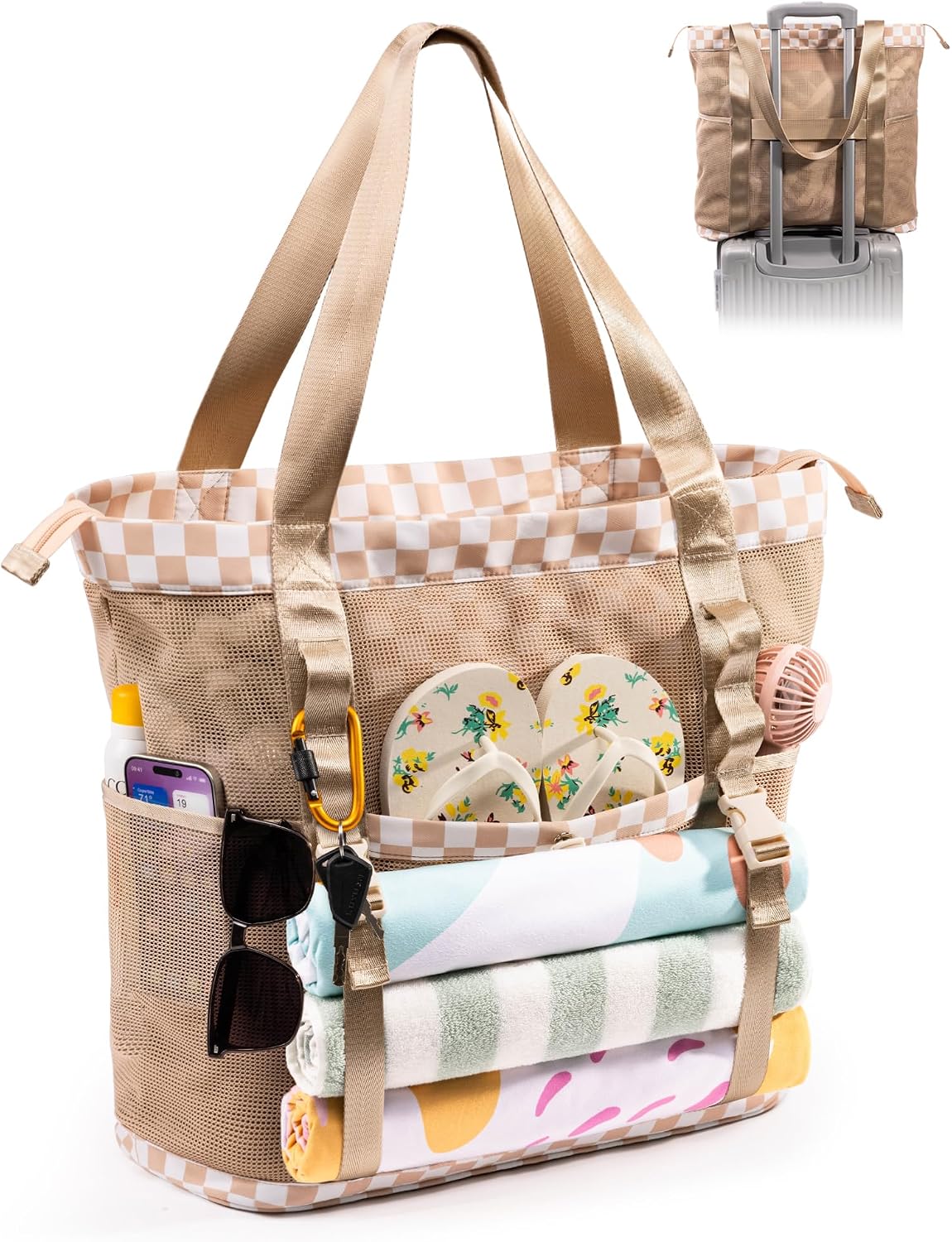 Large Beach Tote Pool Swim Bag for Women Sandproof with Wet Compartment