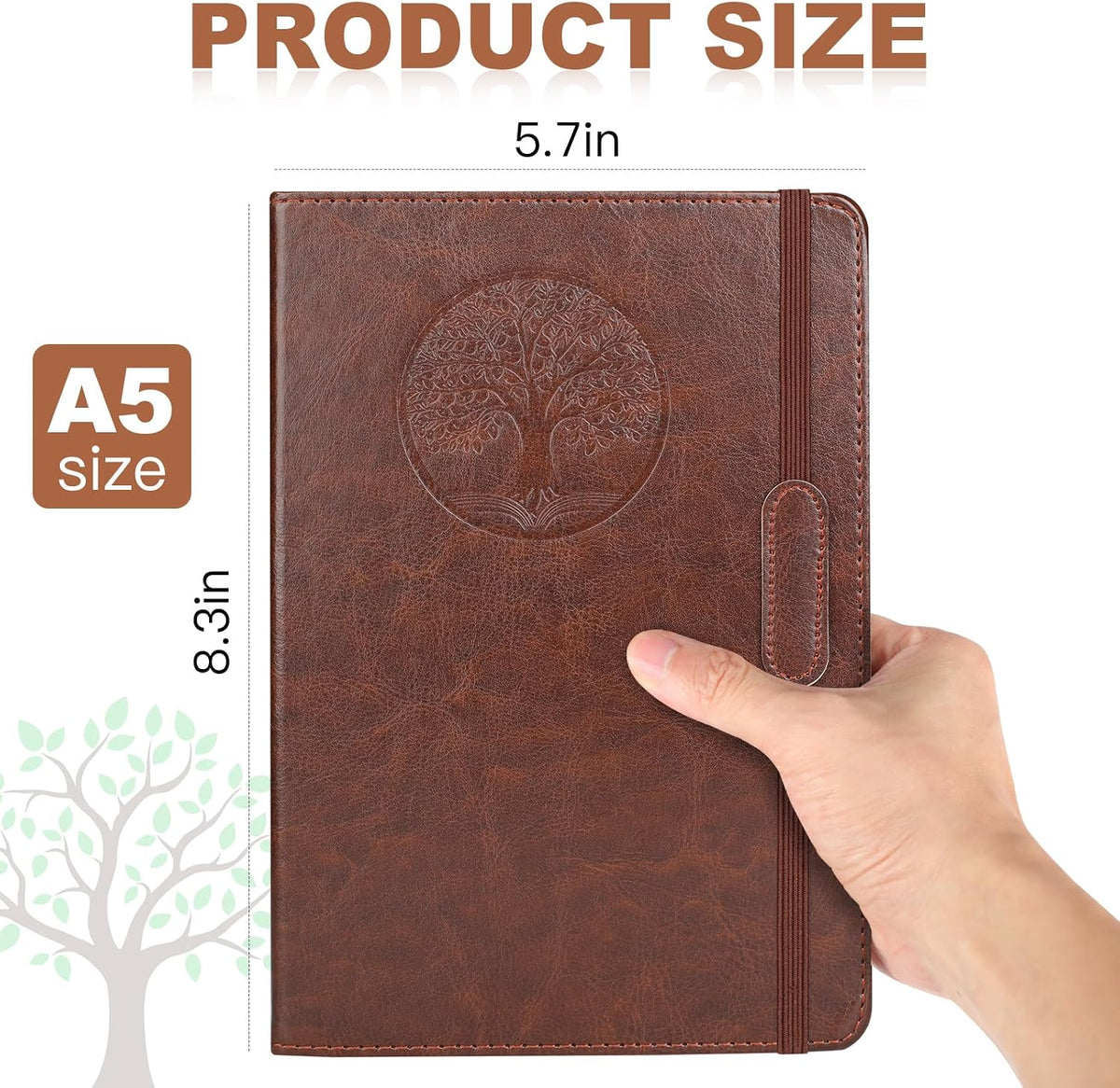 AZUREAL Journal for Women Men, Lined Journaling Notebooks A5 5.7X 8.3 in, Hardcover Leather Journal Diary 160 Pages, Journals for Writing, Travel, Business, Home & School (Brown)