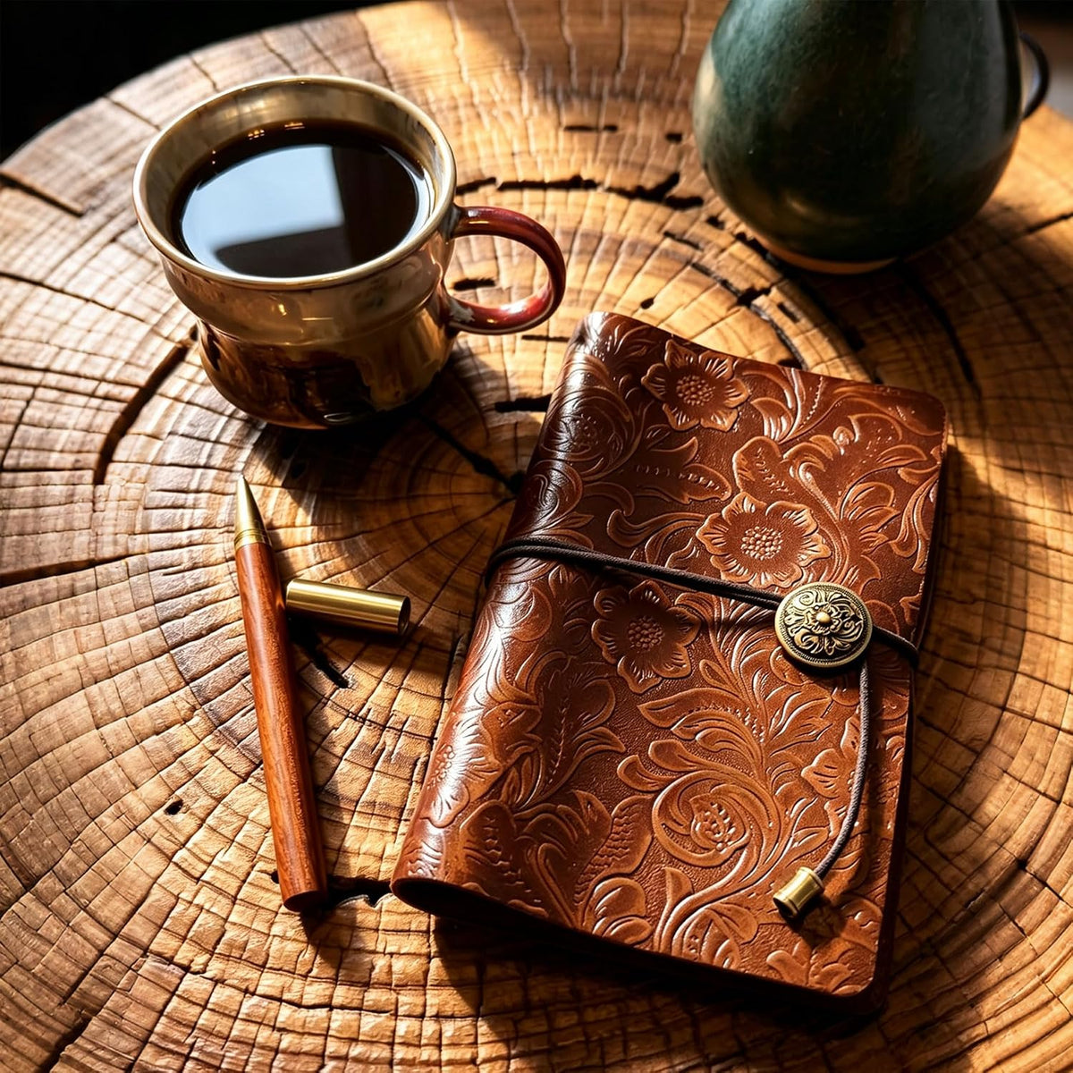 Refillable Leather Journal, Travelers Notebook Cover A6, Brown