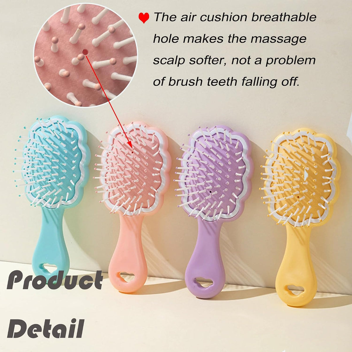4 Pieces Mini Wet Hair Brush Hair Comb Set For Women Girls Kids Gift Small Cute Cloud shaped Hair Comb Hair Brush Handheld Mirror Set Travel Detangling Comb Massage HairBrush with Air Cushion (Purple)