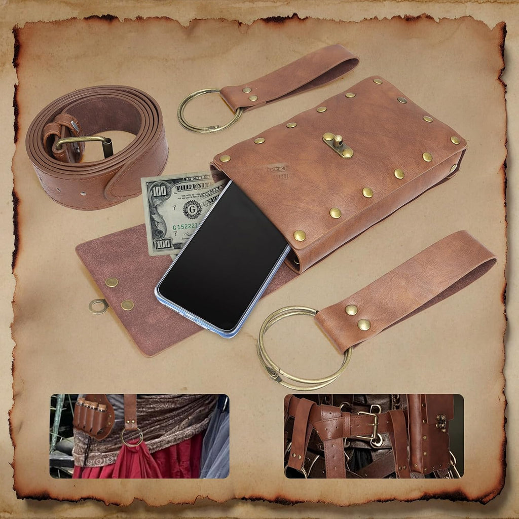 Renaissance Belt Pouch Medieval Pirate Costume Accessories Set for Cosplay