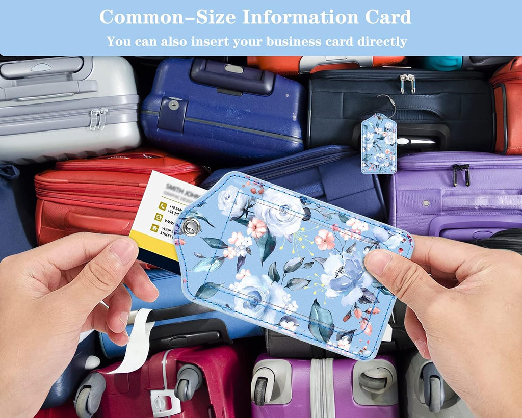 (2 Pack) Luggage Tag for Suitcases Leather Privacy Cover ID Label Travel