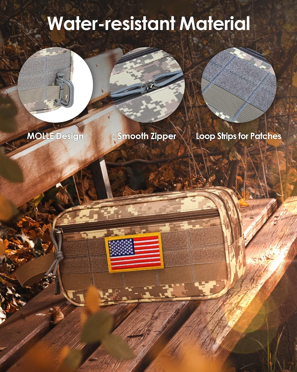 TACTICISM Toiletry Bag for Men - Tactical Dopp Kit for Travel, ACU Camo