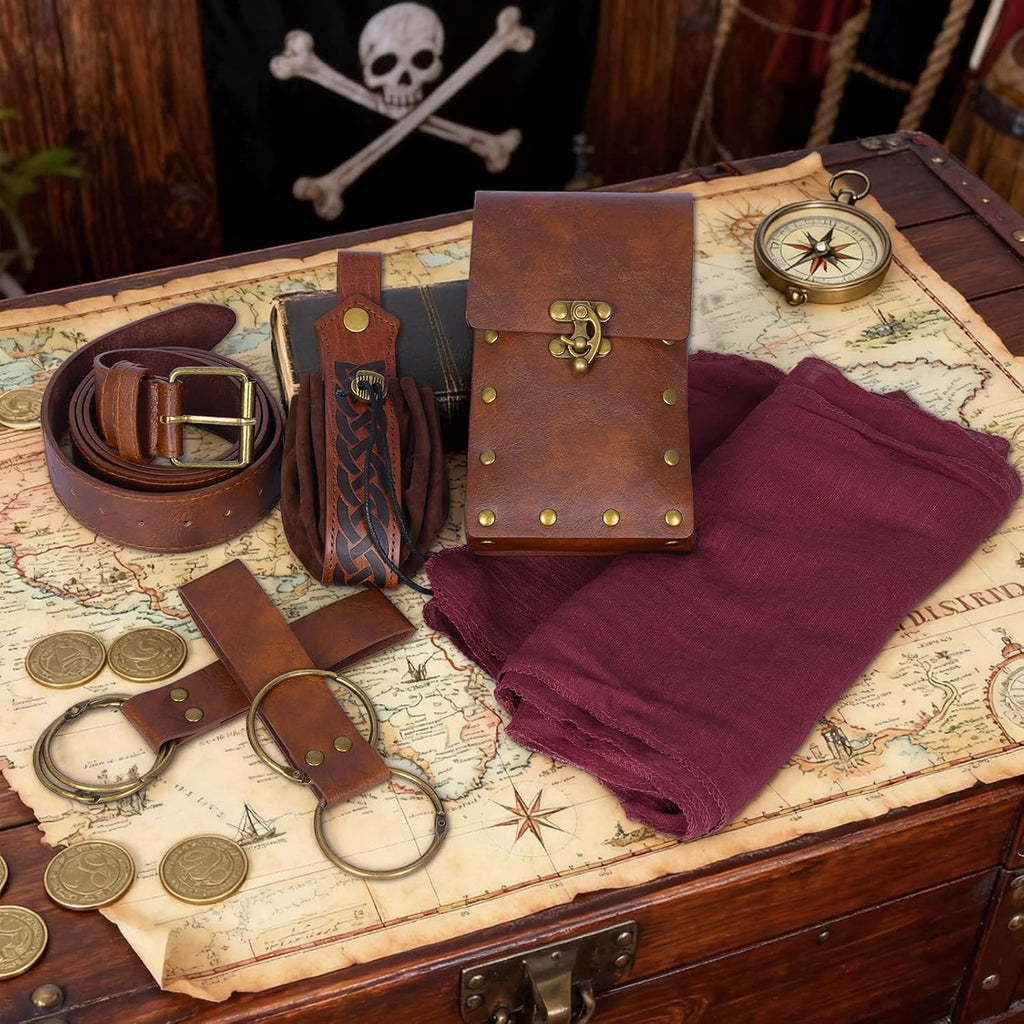 Renaissance Belt Pouch Medieval Pirate Costume Accessories Set for Cosplay