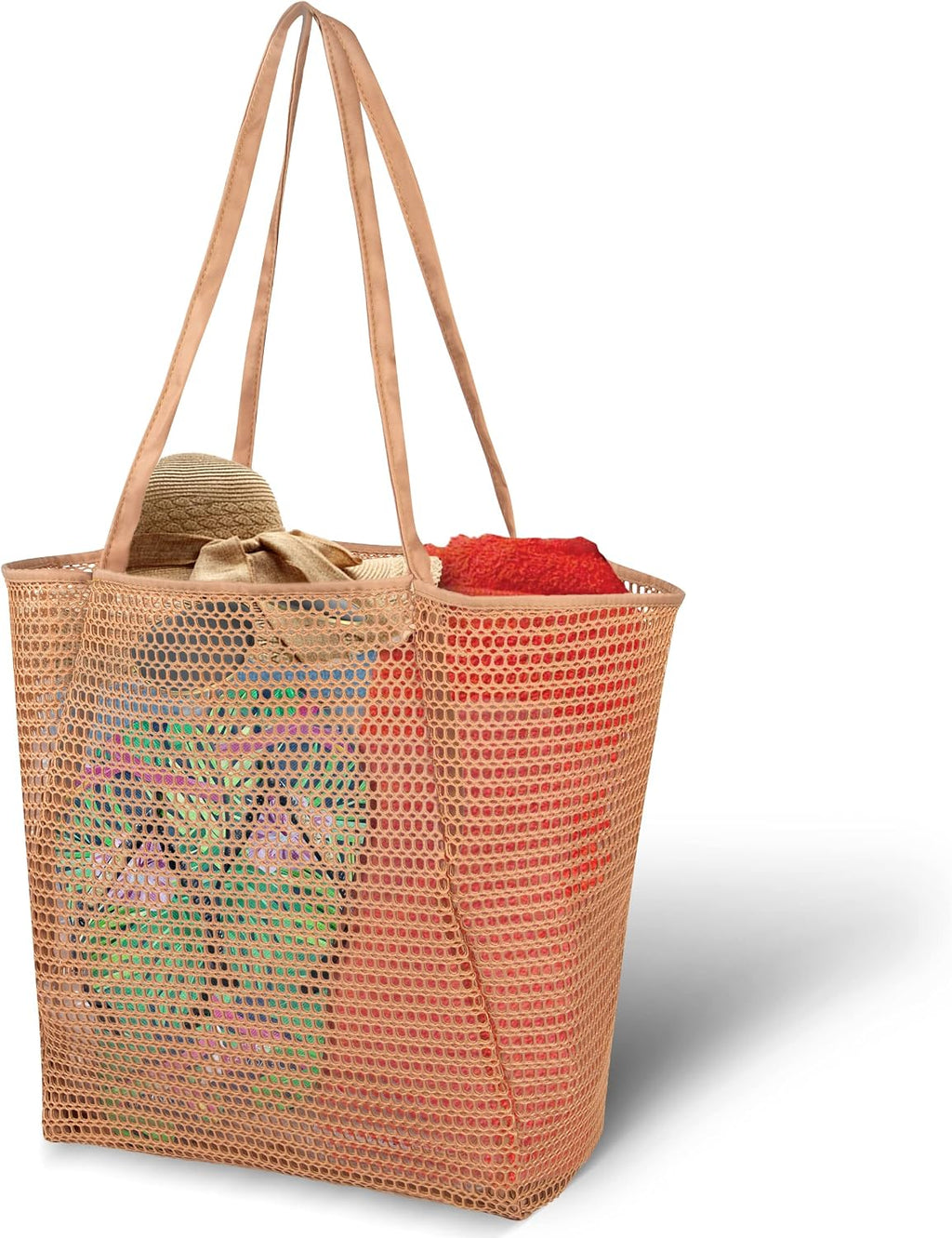 Dejaroo Lightweight Mesh Beach Bag - Beach Tote Bag with Thicker and Softer Straps - Packable Beach Bag with Inner Zipper