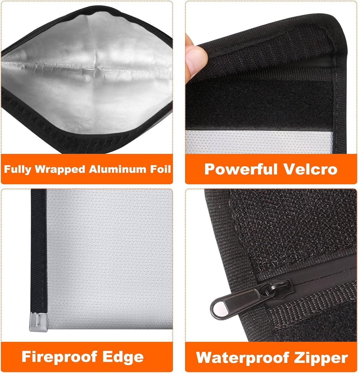 Small Fire Proof Travel Document Pouch, Birth Certificate Holder 2-Pack