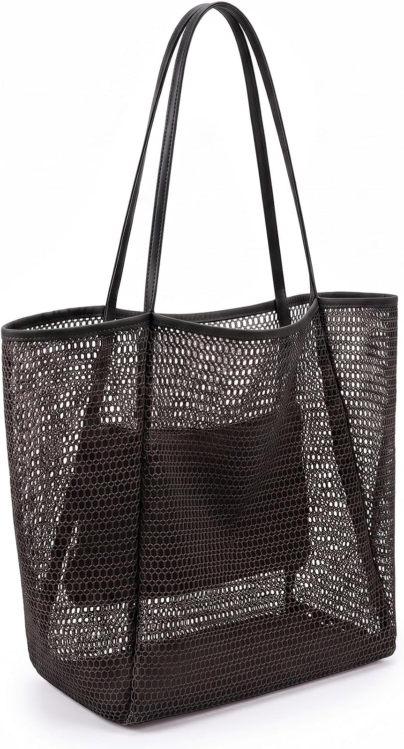 1 Pack Hollow Mesh Beach Tote Bag,Mesh Bag,Beach Bags For Women, Tote Bag For Women,Vacation Essentials