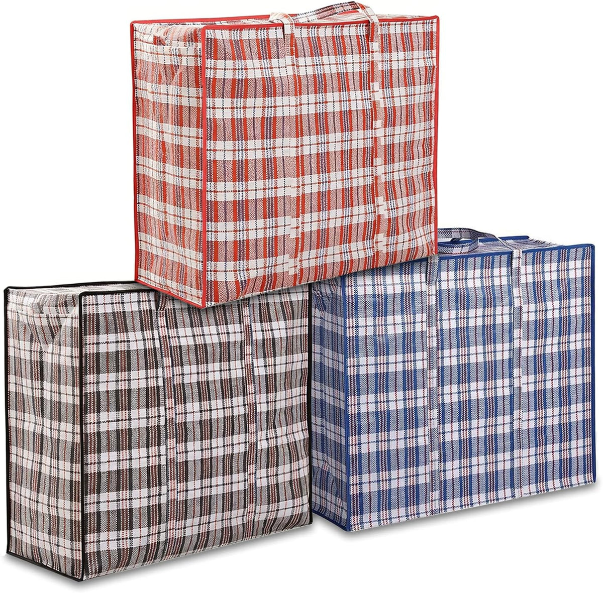 3 Pack 137L Large Moving Bags - Durable Zipper & Wrap-Around Handle