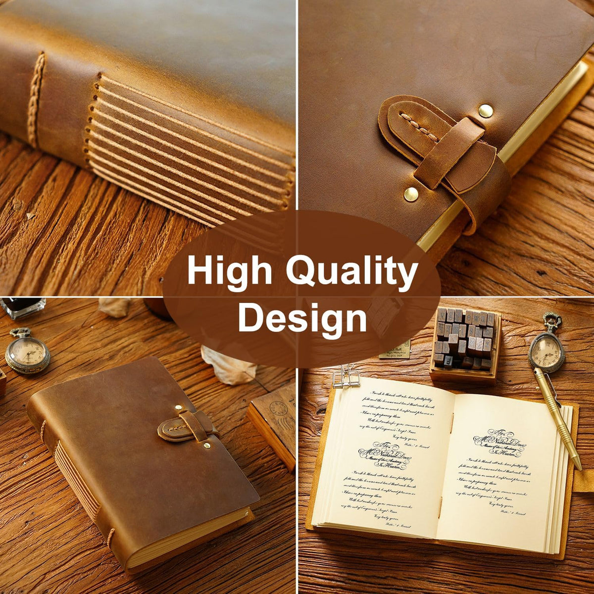Acidea Leather Vintage Journal, 7.5"x5.5" Hardcover Executive Notebooks, 200 Sheets(400Pages) Blank Kraft Paper Sketchbook, Genuine Leather Handmade Travel Writing Journal Dairy, Gift for Men, Women
