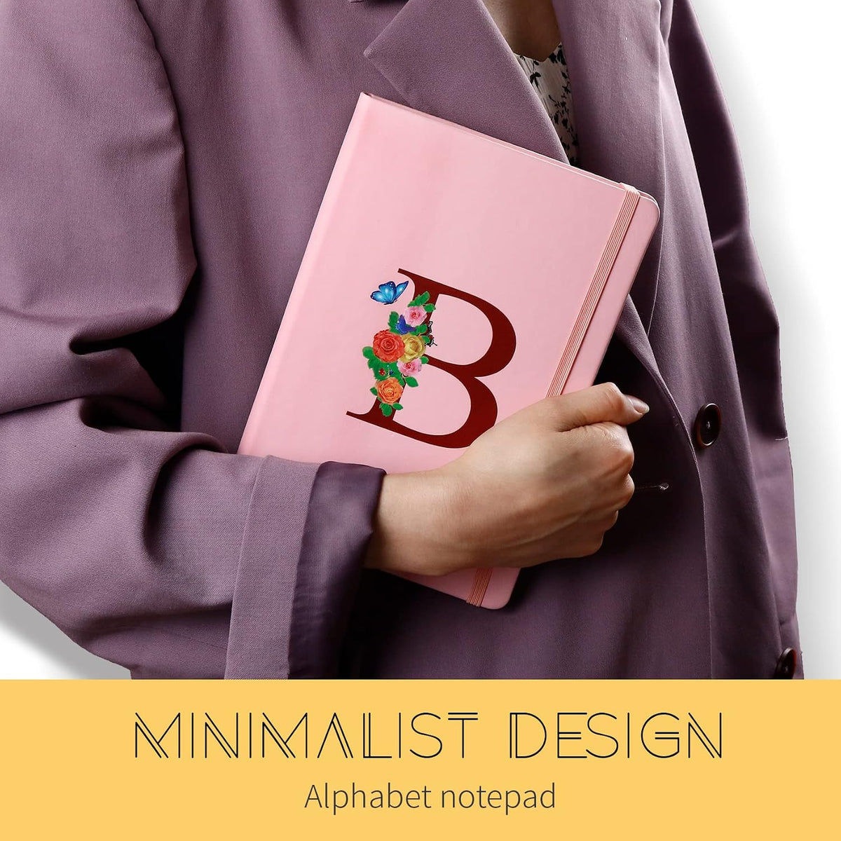 Pink Notebook for Women, 5.7"X8.3" A5 Journal Notebook with Letter P, Dual-Sided Writing Notebook with Dividers, Cute Leather Journal for Work, Business, School, Meetings, Travelers, Small Notebook
