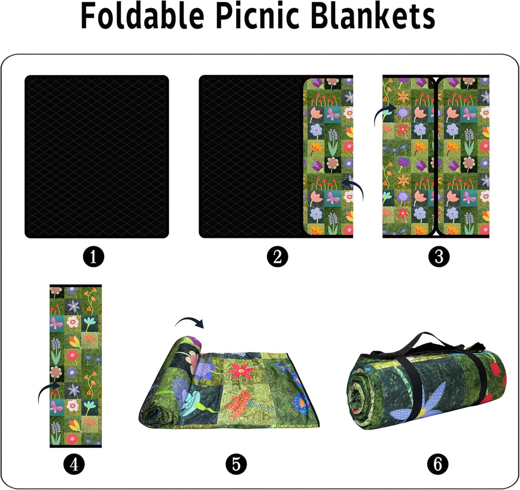 Supfitness Extra Large Picnic Blankets Waterproof Foldable (60 "x 80") Beach Blanket Waterproof Sandproof,3-Layer Thicking Mat Outdoor Packable Camping Blanket